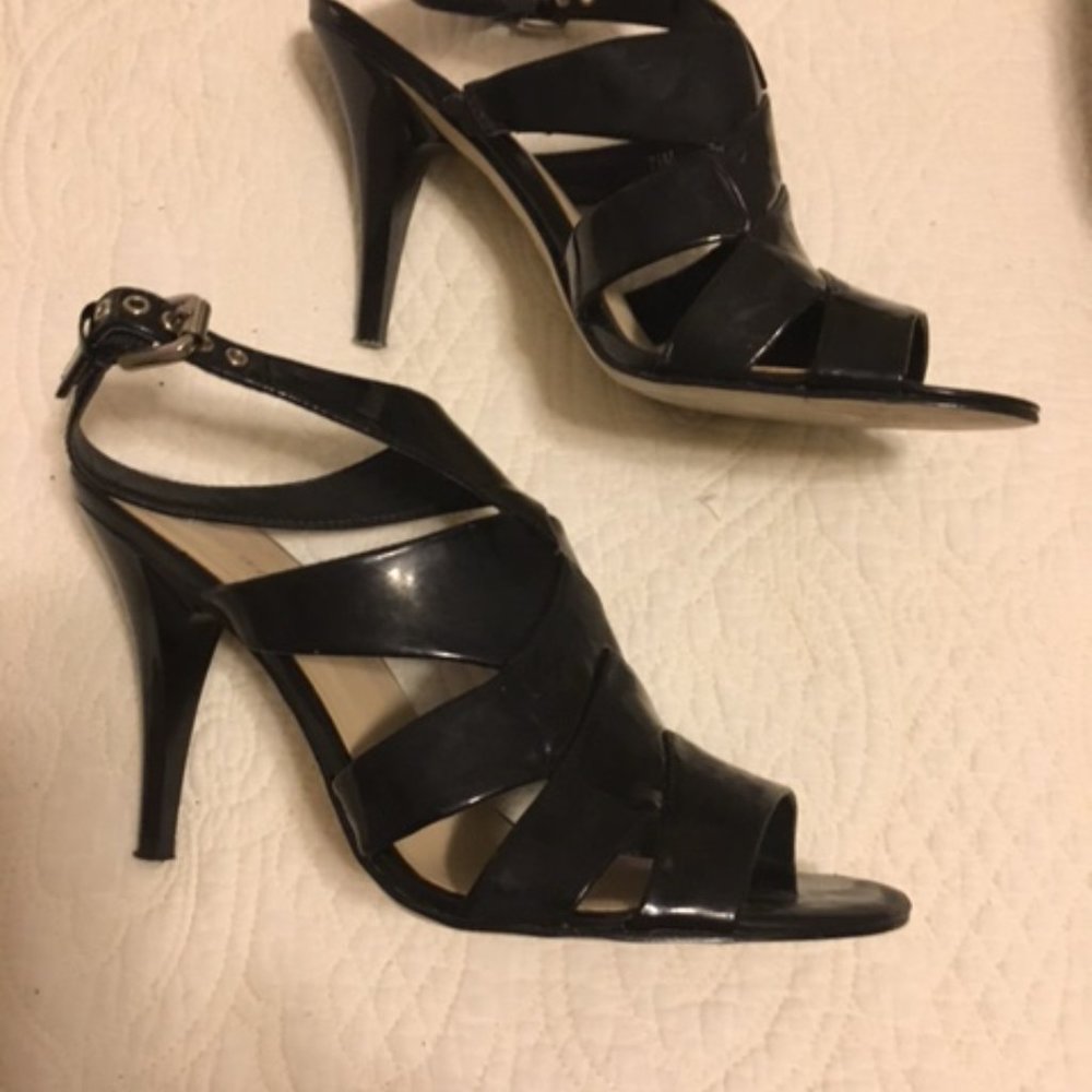 Nine West Black Patent Spike Heel Sandals 8
